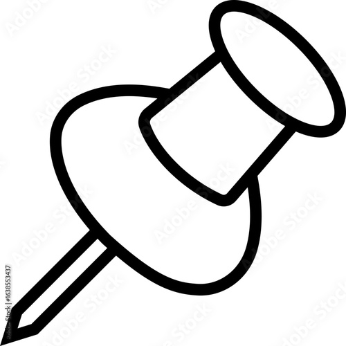 Push Pin Vector Silhouette Icon. Push Pin Icon Perfect for Office Supplies Stationary Design Projects, Isolated on Transparent Background.