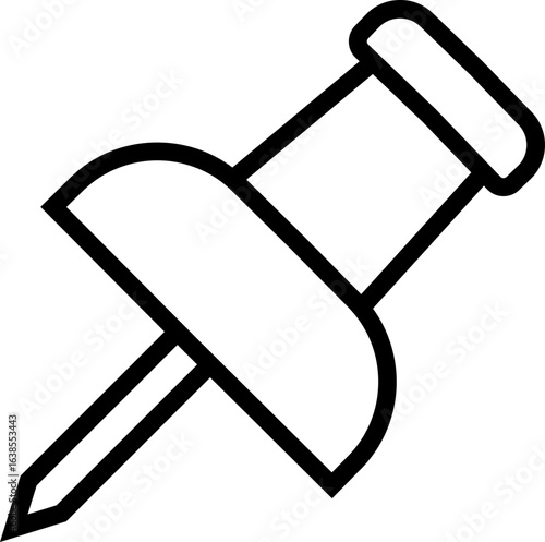 Push Pin Vector Silhouette Icon. Push Pin Icon Perfect for Office Supplies Stationary Design Projects, Isolated on Transparent Background.