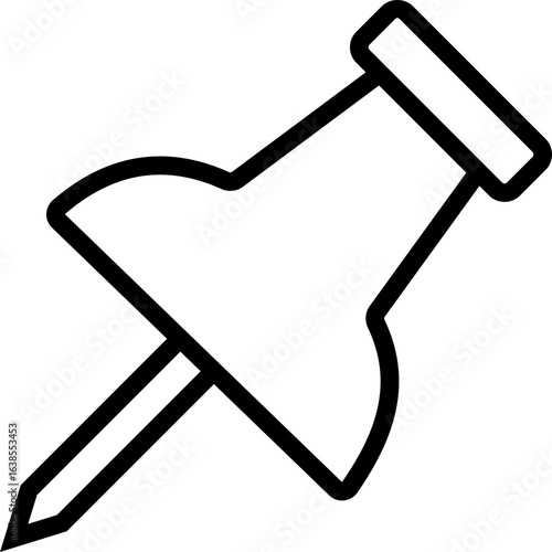 Push Pin Vector Silhouette Icon. Push Pin Icon Perfect for Office Supplies Stationary Design Projects, Isolated on Transparent Background.