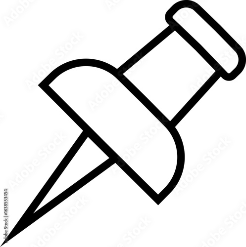 Push Pin Vector Silhouette Icon. Push Pin Icon Perfect for Office Supplies Stationary Design Projects, Isolated on Transparent Background.