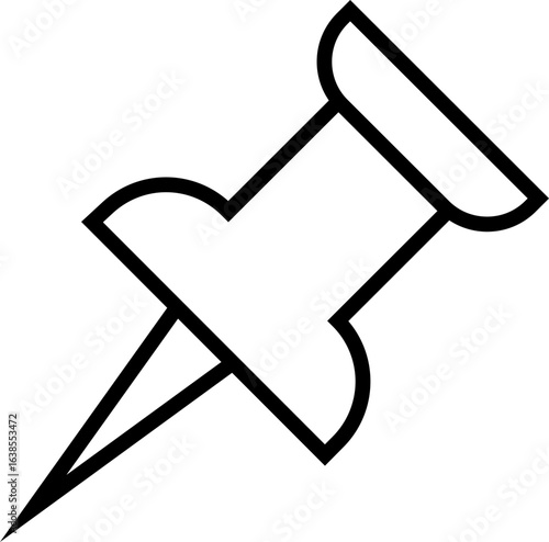 Push Pin Vector Silhouette Icon. Push Pin Icon Perfect for Office Supplies Stationary Design Projects, Isolated on Transparent Background.