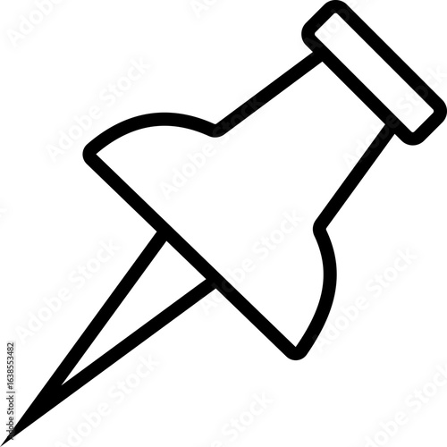 Push Pin Vector Silhouette Icon. Push Pin Icon Perfect for Office Supplies Stationary Design Projects, Isolated on Transparent Background.