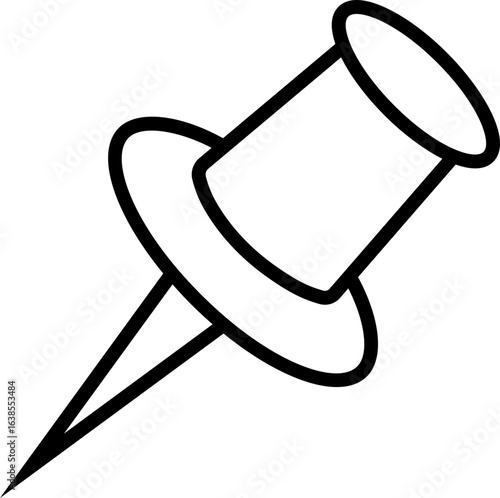 Push Pin Vector Silhouette Icon. Push Pin Icon Perfect for Office Supplies Stationary Design Projects, Isolated on Transparent Background.