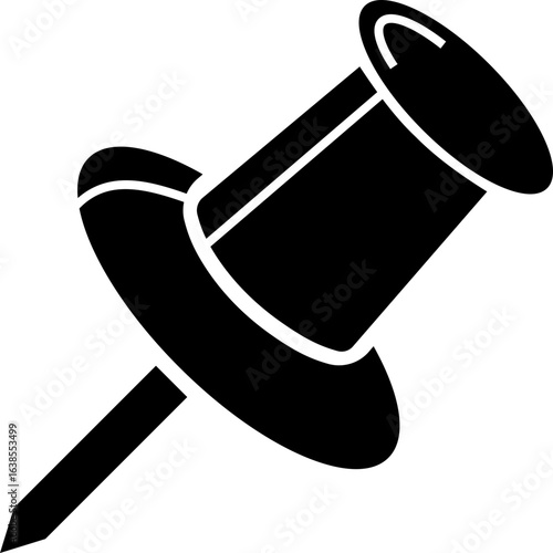 Push Pin Vector Silhouette Icon. Push Pin Icon Perfect for Office Supplies Stationary Design Projects, Isolated on Transparent Background.