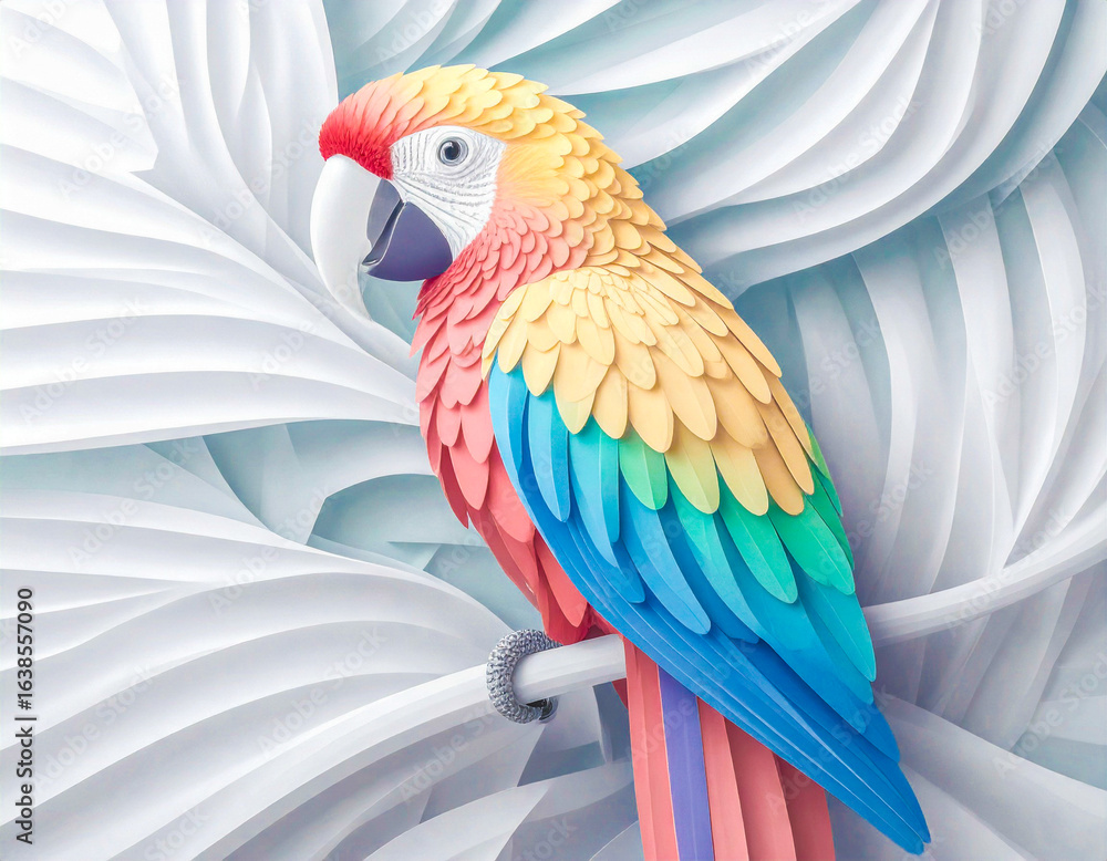 Obraz premium Abstract Image of a Colorful Parrot Sitting on a Branch 126