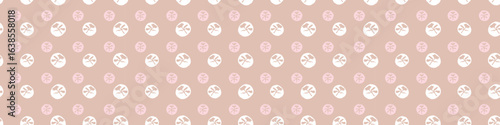 Polka dot blockprint seamless vector border. Neutral unisex whimsical style for washi tape, edging and handmade print texture. spotty vintage Ribbon. 