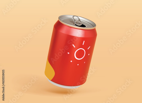 Red Soda Can 3D icon Rendering, 3D Vector Beverage Illustration Isolated vector for Advertising and Digital Media