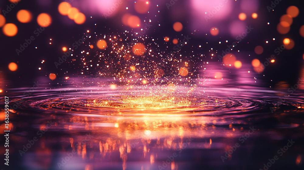 Naklejka premium Abstract shimmering water surface with sparkling reflections and ripples, creating a fresh, clean, and fluid texture. Perfect for backgrounds, design overlays, or wellness and hydration concepts.