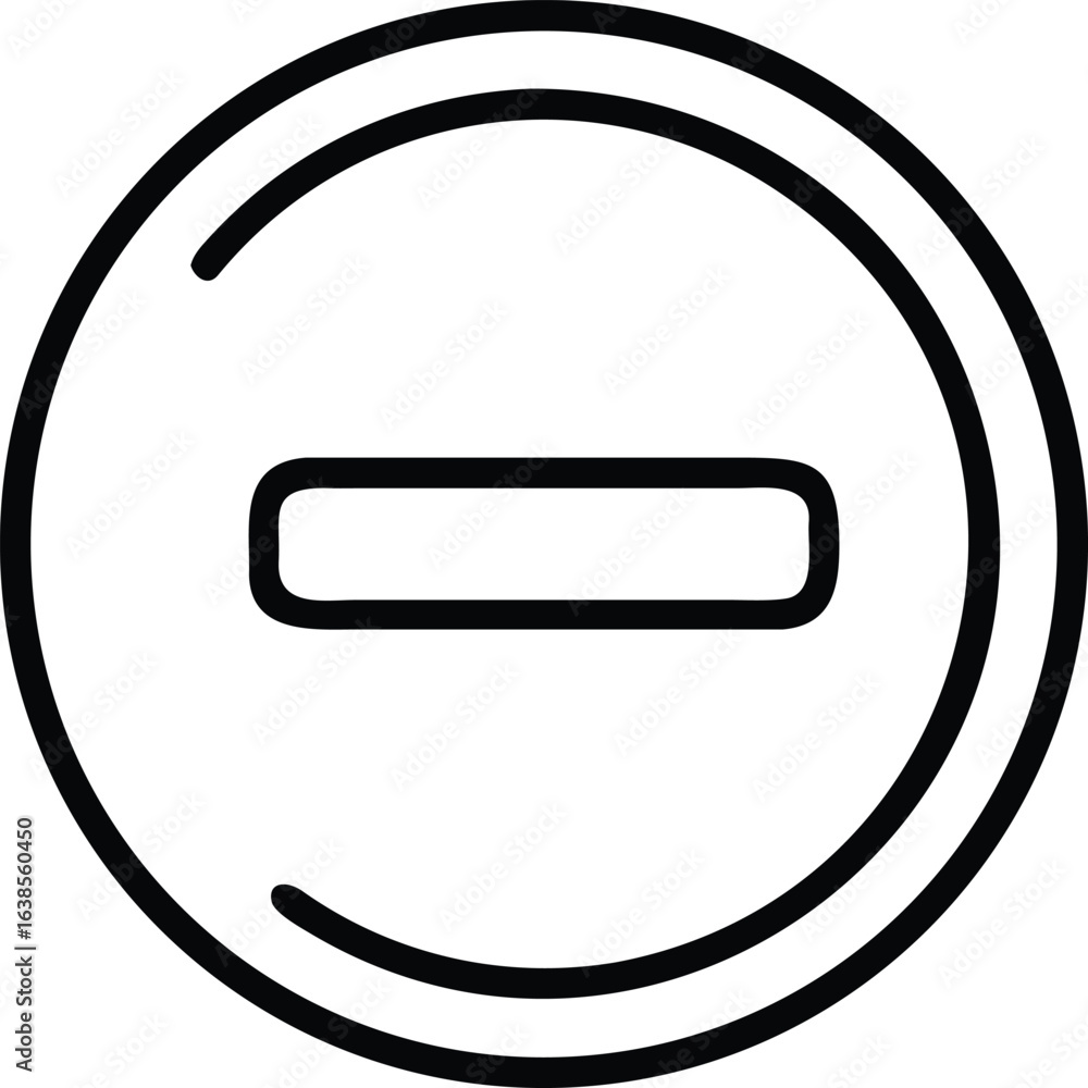Fototapeta premium Black minus symbol inside a circle outline on white background sign negative