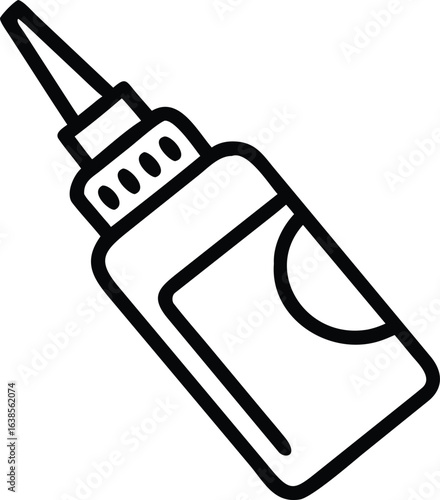 Black outline of a glue bottle with a pointed nozzle adhesive liquid