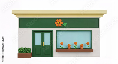 Miniature Flower Shop or Small Business Facade 3D Render