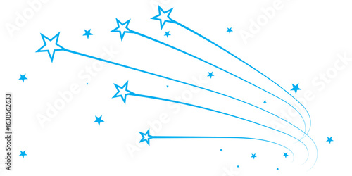 Falling star icon. Gold, black and white shooting star. Vector illustration. isolated on white and black background. EPS 10