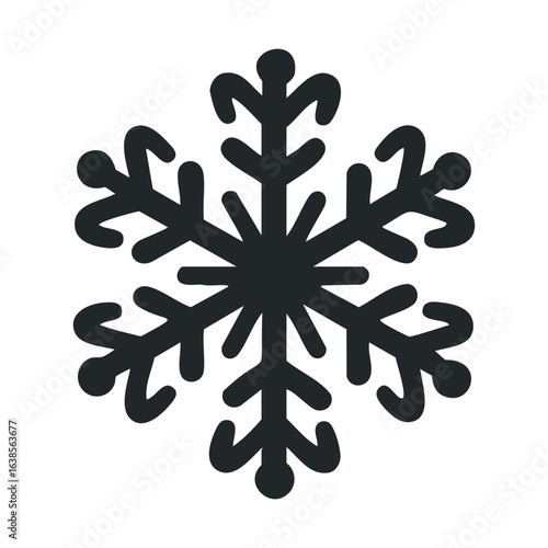 Simple black snowflake icon on white background
