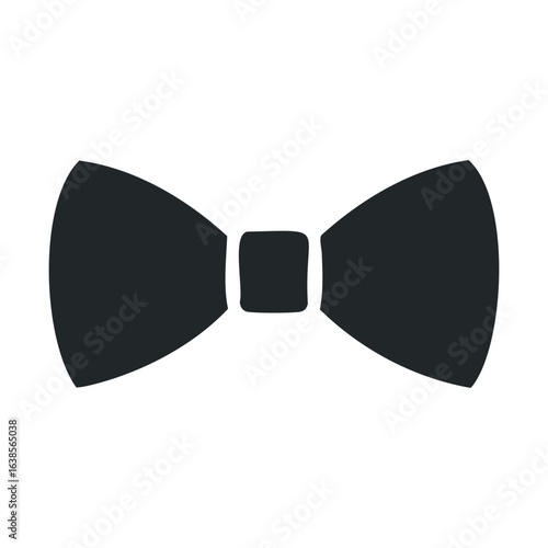 Minimalist black bow tie icon on white background