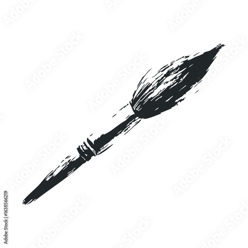Artistic paintbrush illustration with textured brushstroke and handle