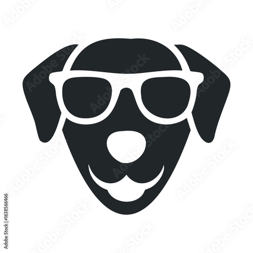 Stylish dog with sunglasses icon: cool canine with shades in iconic design