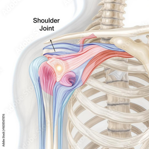 3D Anatomical Illustration of the Human Shoulder Joint
