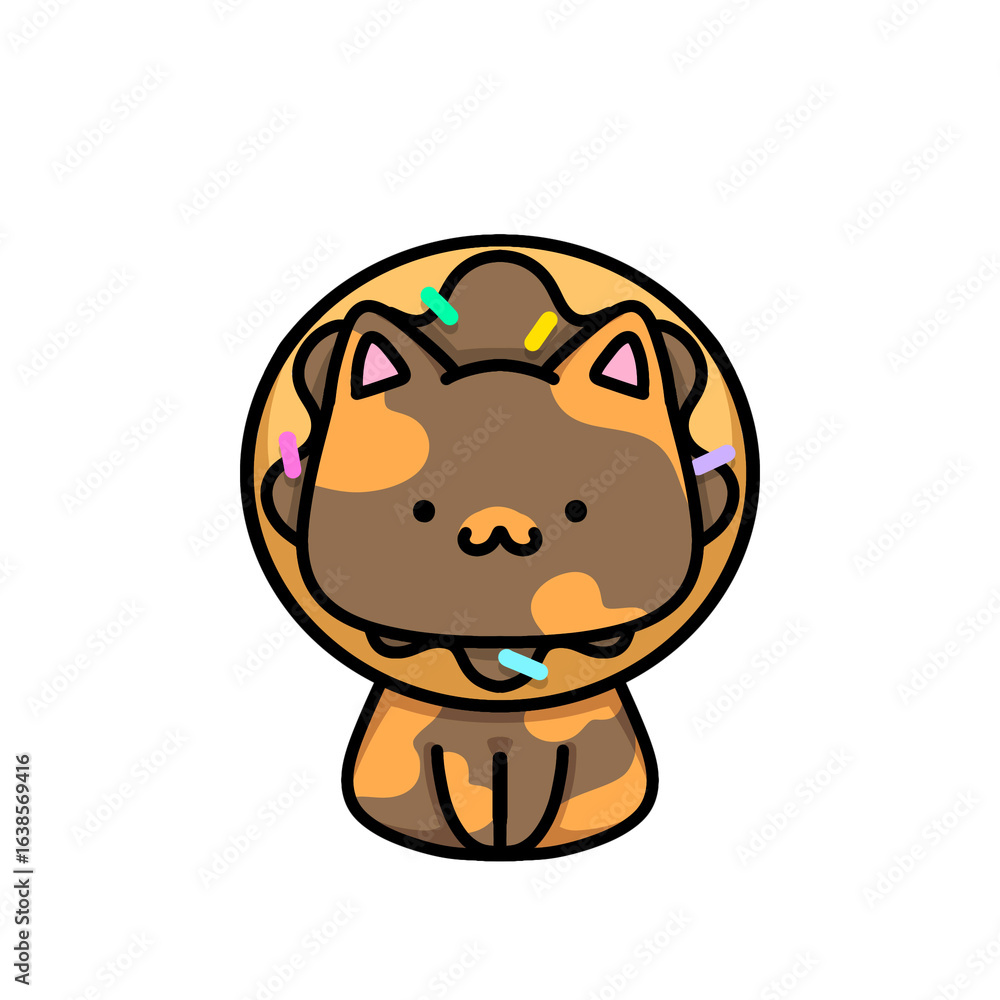 Fototapeta premium [Dessert Edition] Chocolate glazing donut - Calico cat