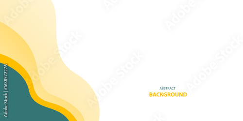 Blue and yellow wave layer minimalist background with white space for text and message. template design
