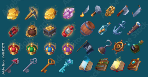 Game mining props icons, game assets, mine items