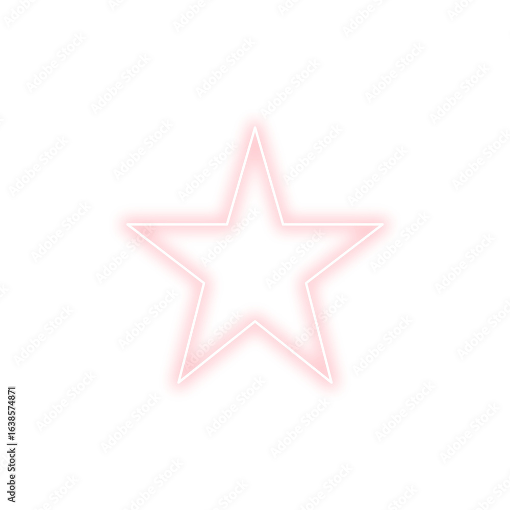 Obraz premium Pink Neon Star Icon – Glowing Hollow Symbol with White Outline