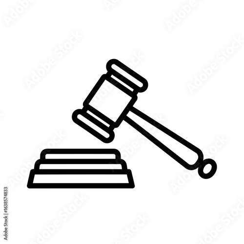 Gavel and sound block, symbolizing law, justice, and legal decisions, isolated on white background