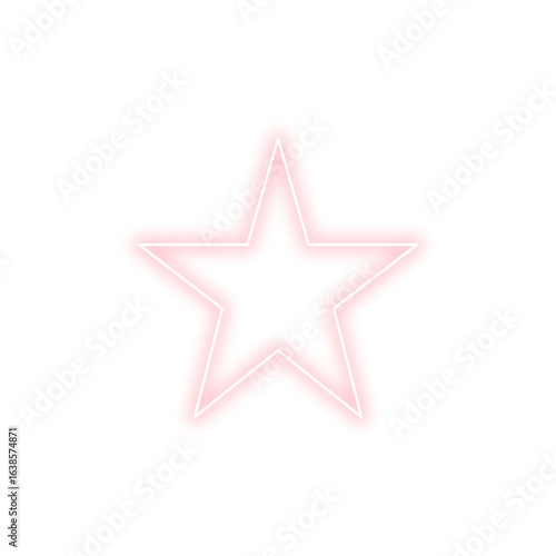 Pink Neon Star Icon – Glowing Hollow Symbol with White Outline