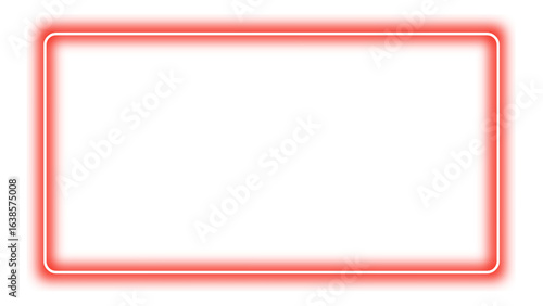 Red Neon Frame Icon – Bold Rectangular Border Design