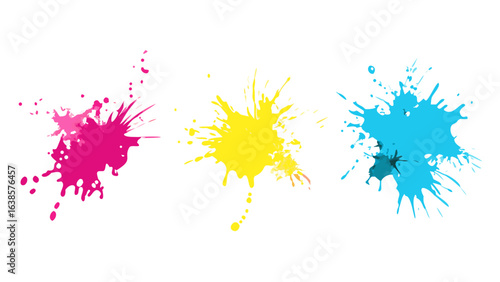 Colorful paint splatters vector art design element ink blots abstract background artistic creative illustration