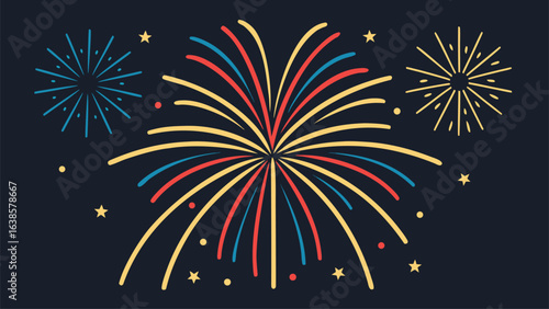 Colorful Fireworks Display on a Dark Night Sky Background celebration explosion