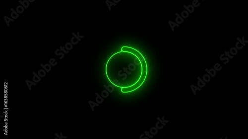 Neon animation of a loading spinning load wheel. Waiting for download. White circle.Simple loading bar, Abstract circle frame loading icon animation, Circle Loading icon loop out animation