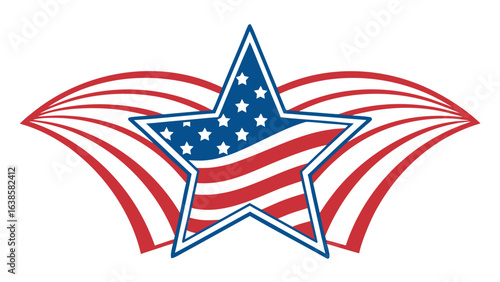 Stylized American Flag Star With Red and White Stripes Background vector illustration