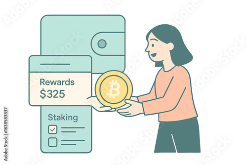 Digital wallet rewards: earning cryptocurrency with staking in a modern design