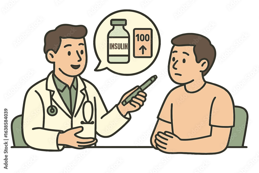 Medical consultation on insulin use with doctor and diabetic patient Medical consultation on insulin use with doctor and diabetic patient