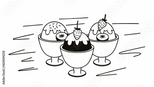 Delicious ice cream sundaes with fresh fruit toppings perfect for dessert menus and summer treats