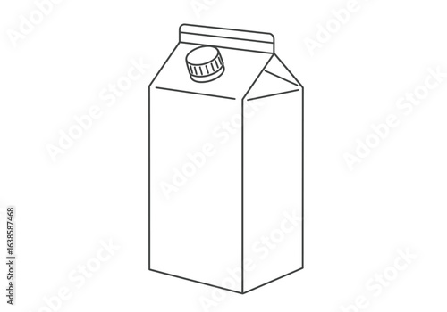 Milk carton outline rectangular container with a twistoff cap on the angled top
