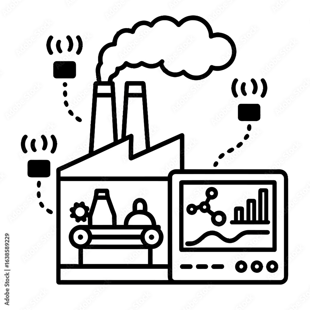 Naklejka premium Smart factory with iot technology in industrial automation