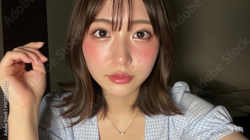 ほろ酔いでビデオ通話、彼女感あふれる女性の自撮り