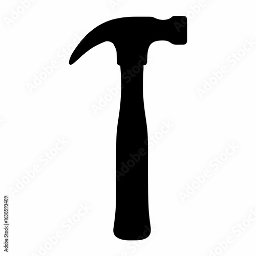 Hammer Silhouette Vector – Classic Hand Tool Icon in Black for Construction, Carpentry, and DIY Use on White Background
