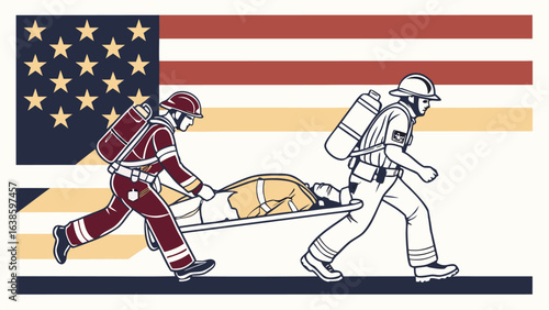 first responders carrying injured people to safety