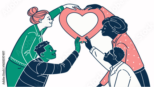 people forming a heart shape with hands