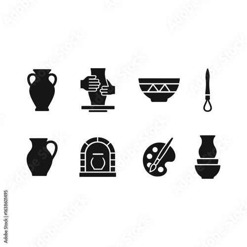 Pottery and Ceramics Icons Set