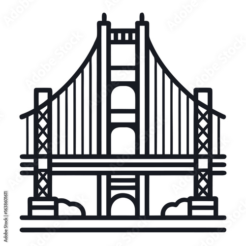 Iconic golden gate bridge silhouette in san francisco