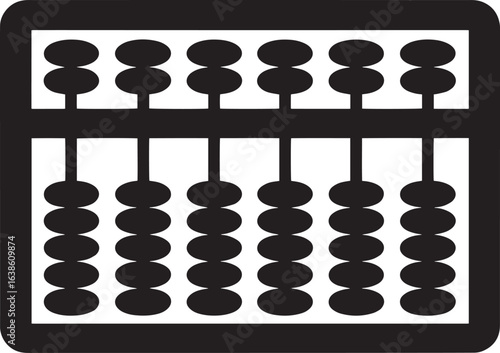 Abacus Silhouette A Classic Counting Tool on a Transparent Backdrop Vector Illustration