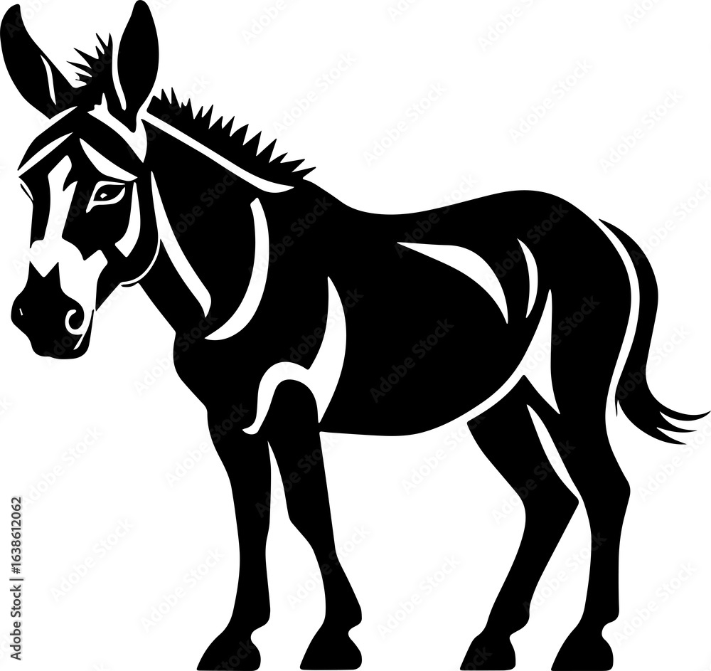 Obraz premium Donkey Silhouette – Farm Animal and Work Companion