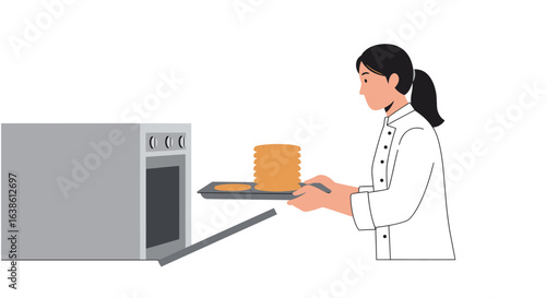 Chef Preparing Bakery Items with Vector Design in Minimalist Style