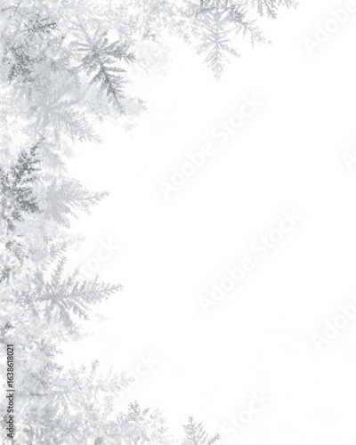Isolated Snowflakes: Vertical Frame of White Frozen Ice
