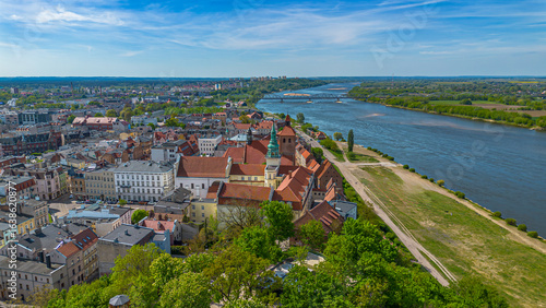 Beautiful architecture of Grudziadz at Wisla river, Poland