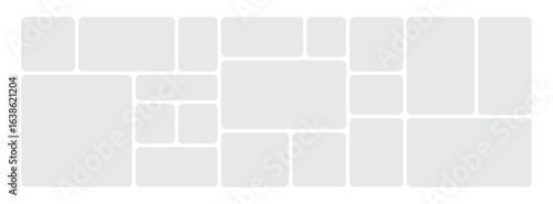 Vector collage for photos. Picture frame. Vector blank in bento grid system. Digital photo collage template