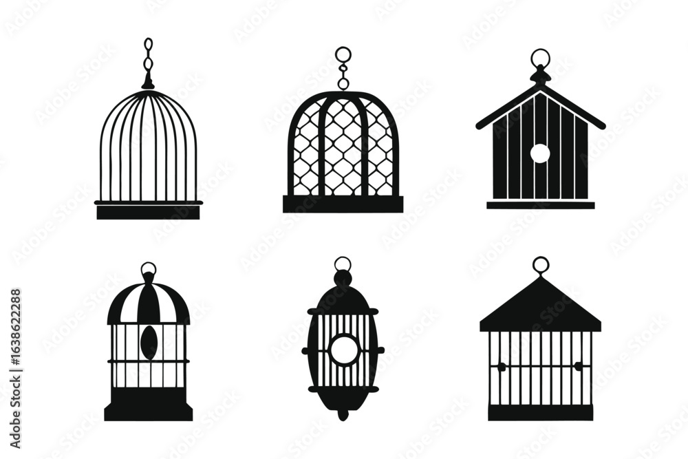 Fototapeta premium Birdcage vector collection design set illustration
